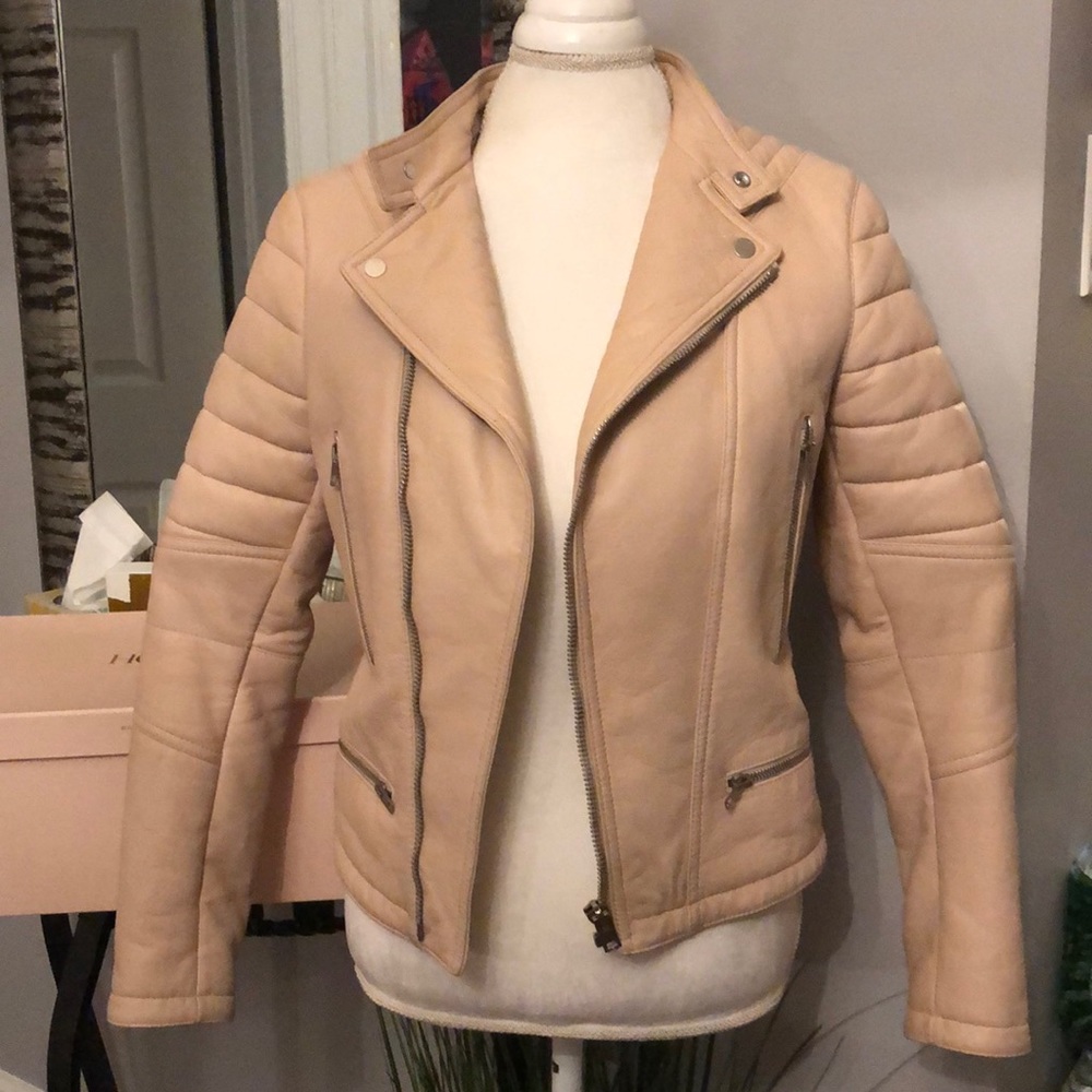 Cream Leather Jacket